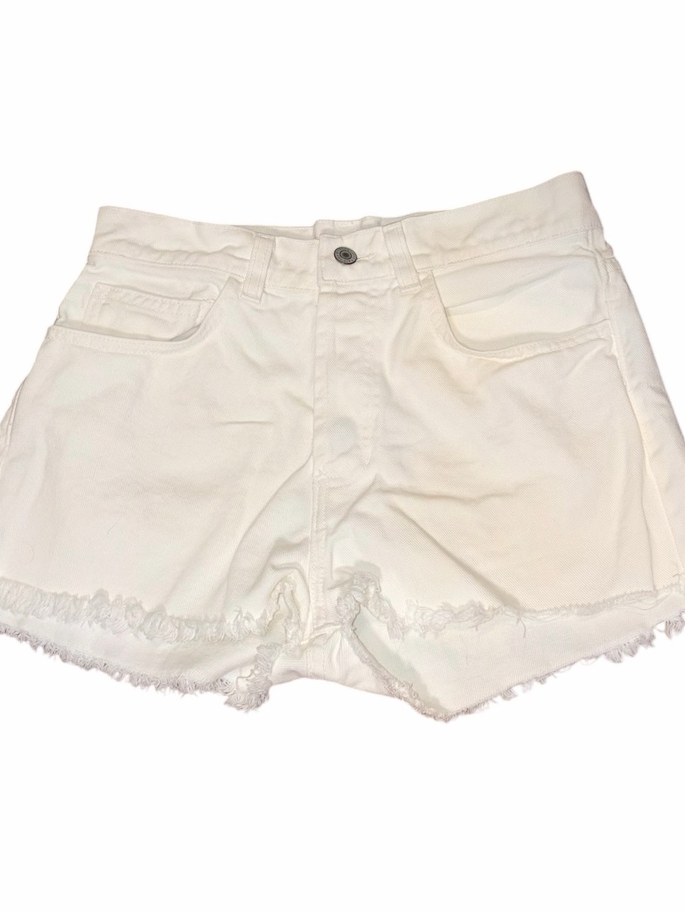 White Frayed Hem Women's Denim Shorts